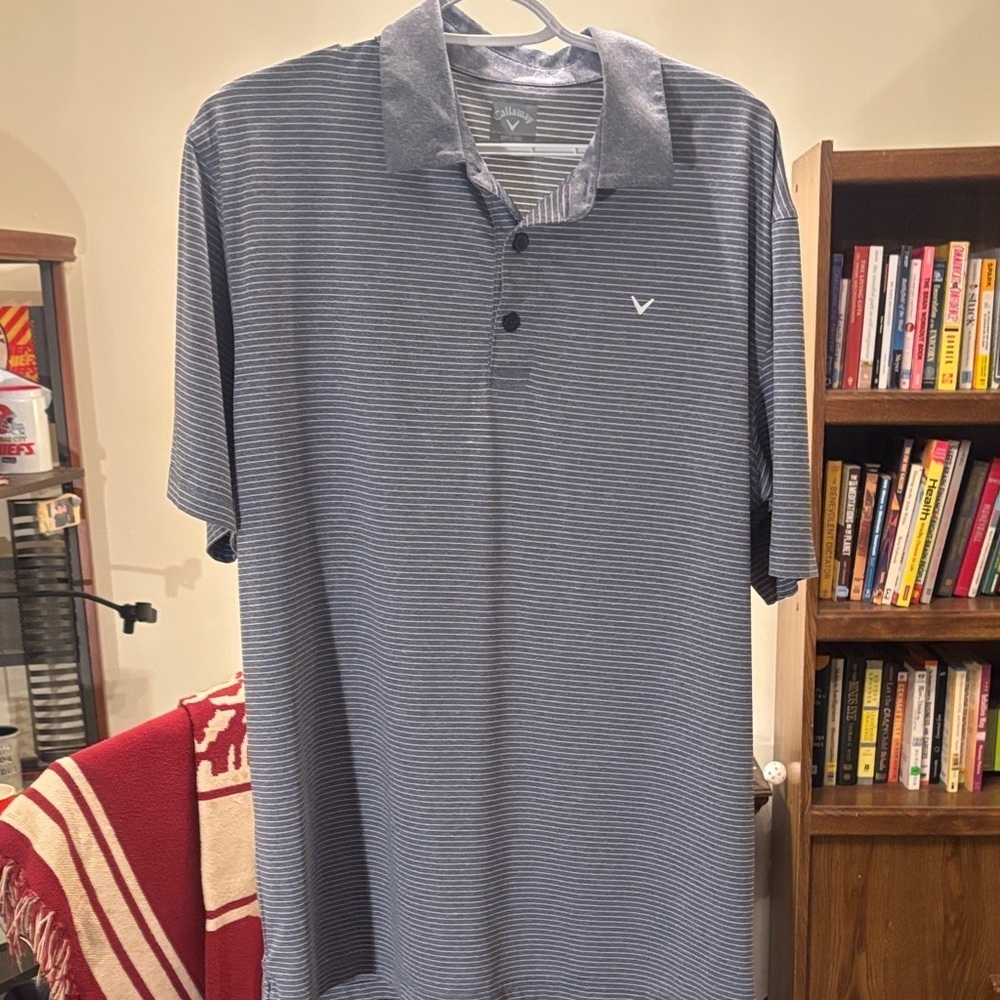Callaway Men's Navy Striped Polo Shirt